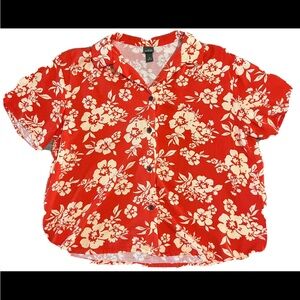 Wild Fable Red Floral Button Down Shirt XS